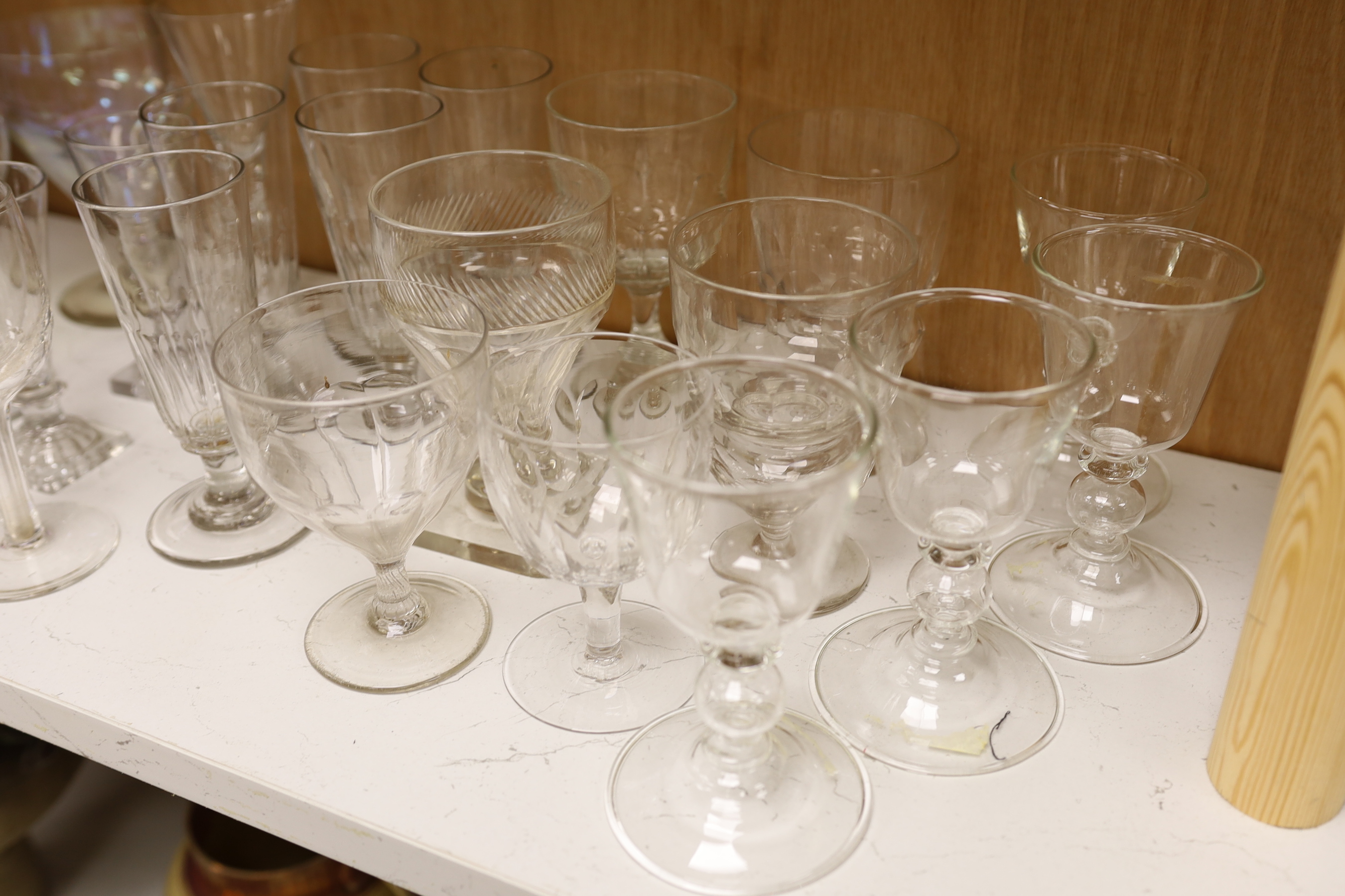 A group of 19th and 20th century glass rummers and other glasses